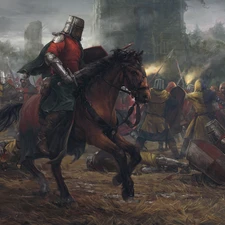 Knight, Battle, Digital Art, Horse