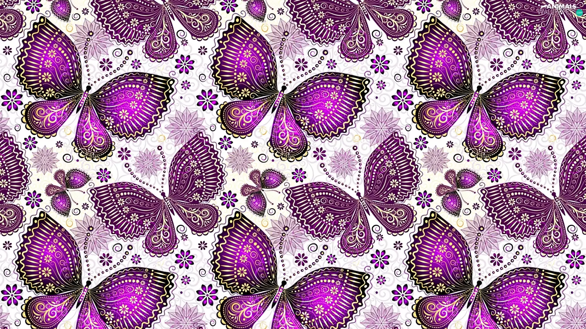 2D, purple, butterflies