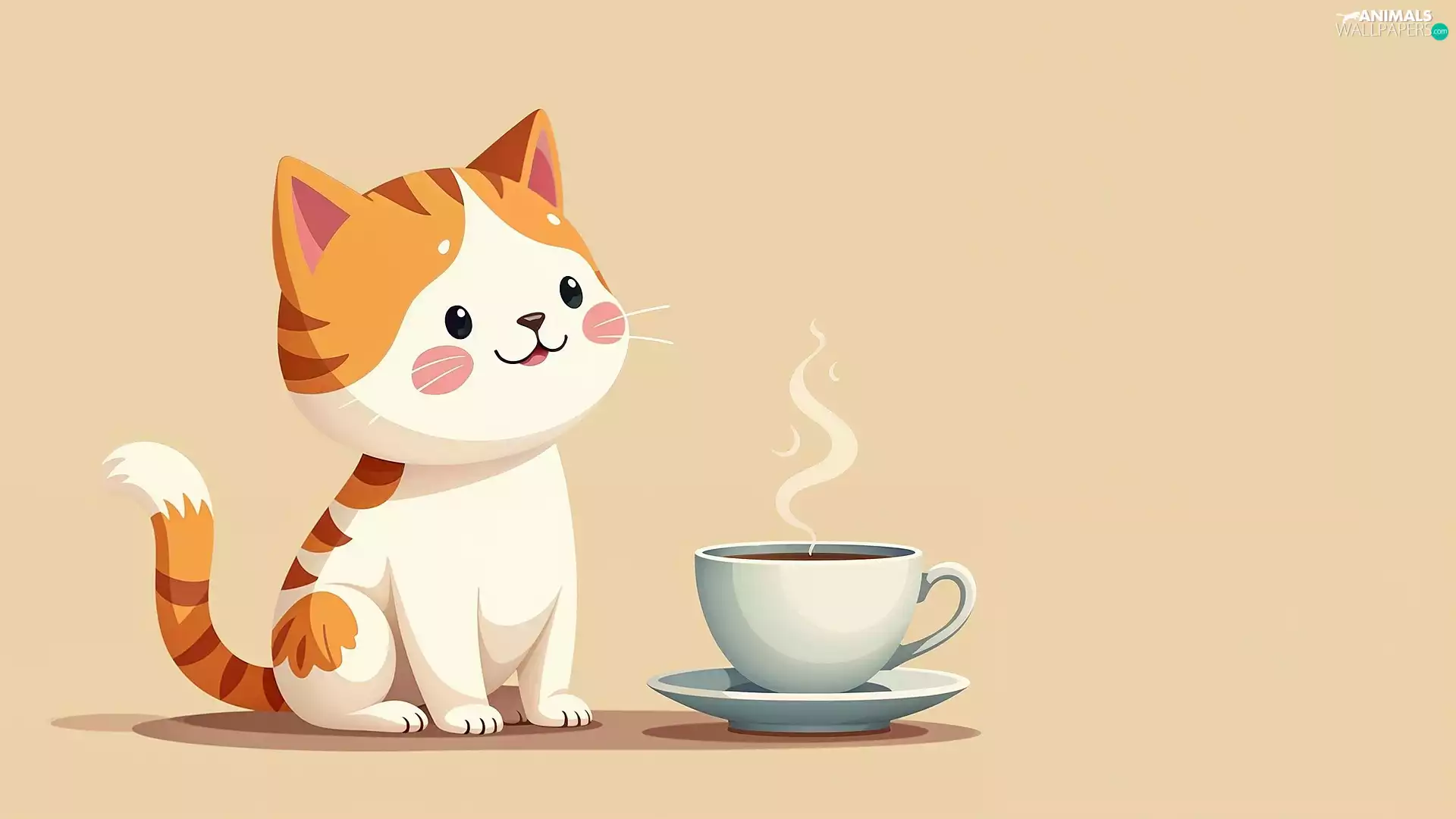 2D, cat, coffee