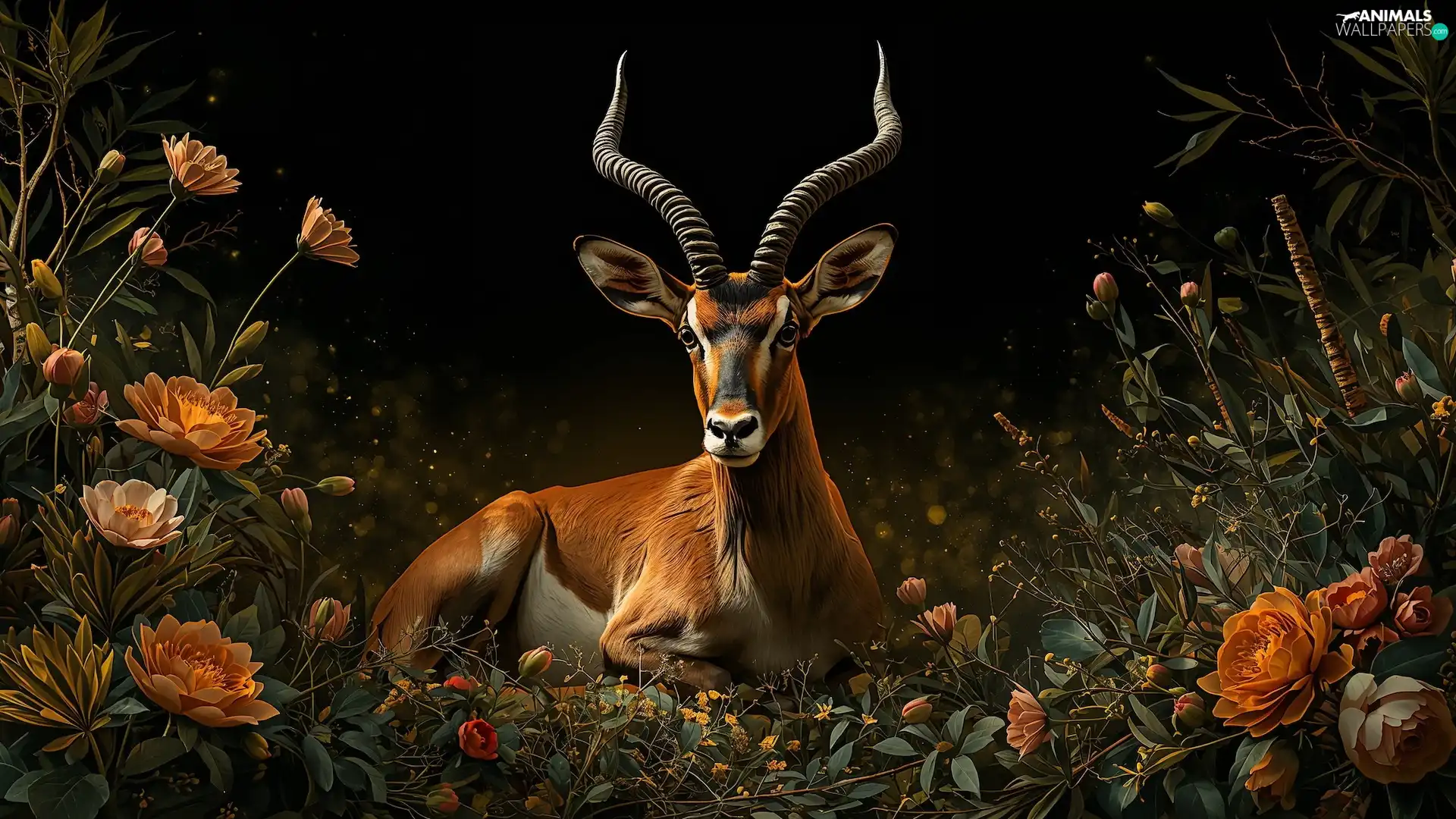 background, Ai, Flowers, Black, Antelope
