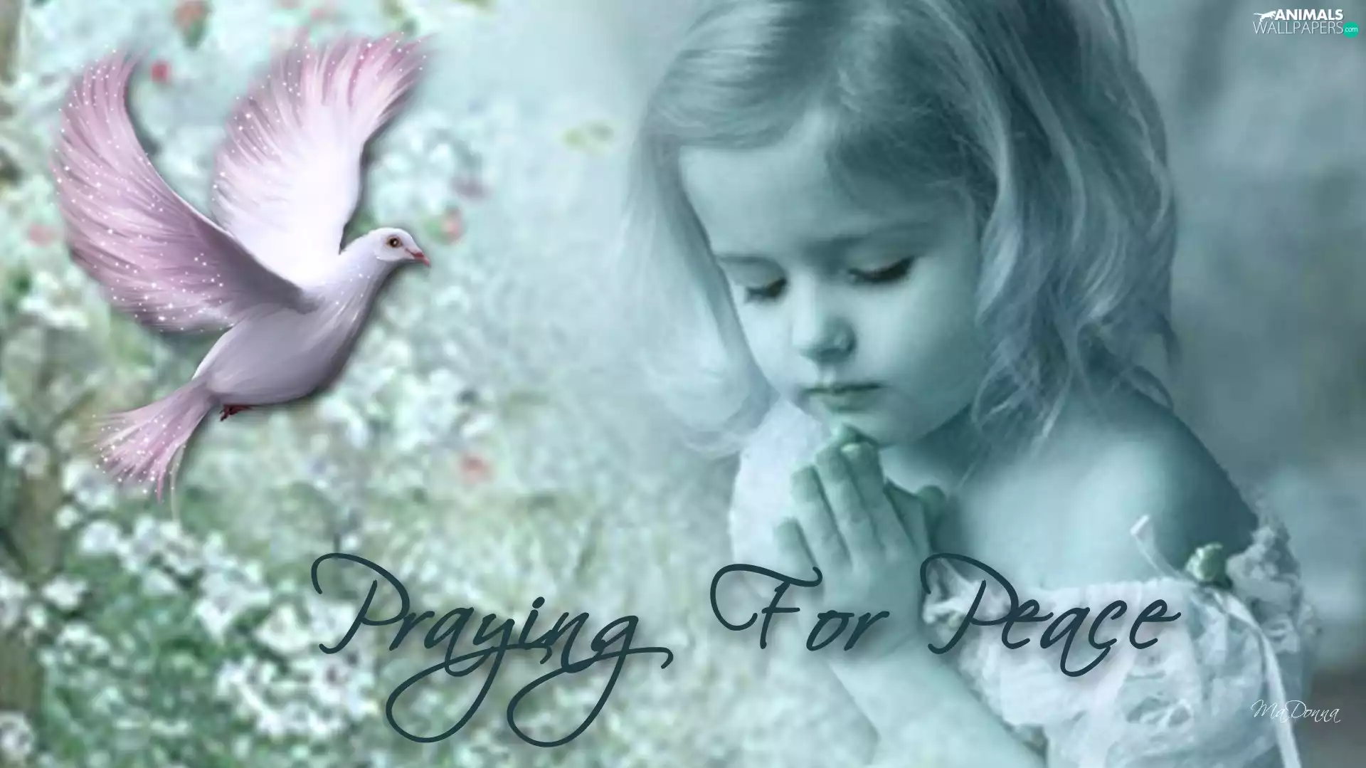 birdies, Art, themselves, girl, praying