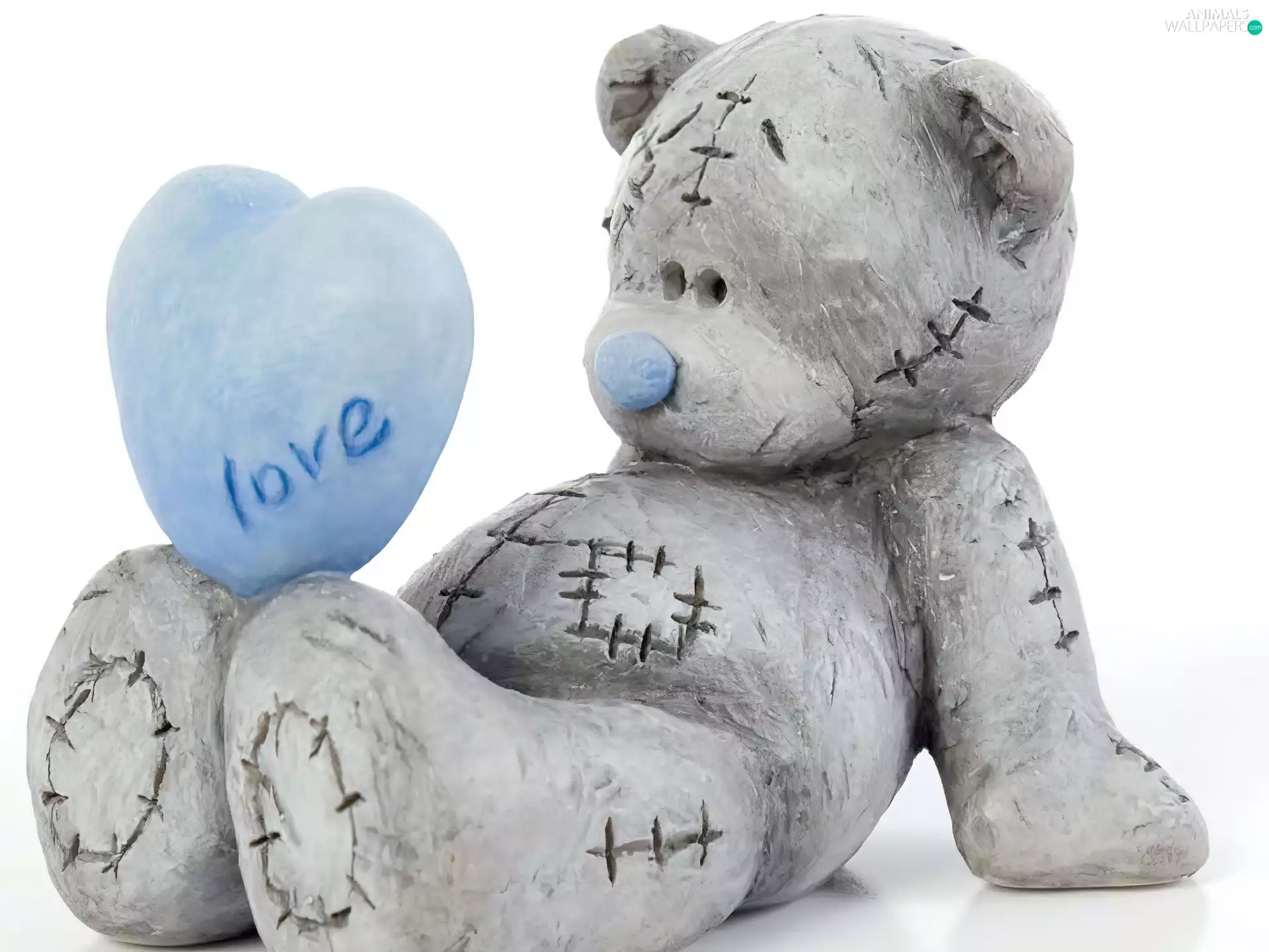 Heart, Gray, teddy bear