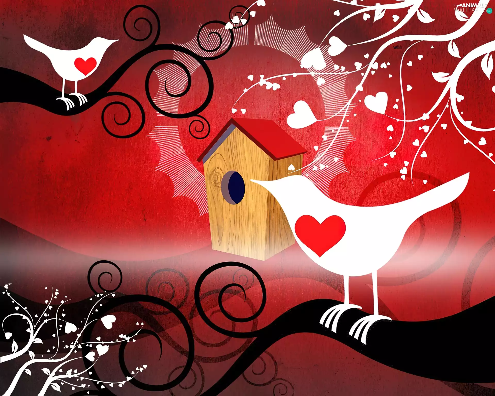 love, Two cars, Birds on the log