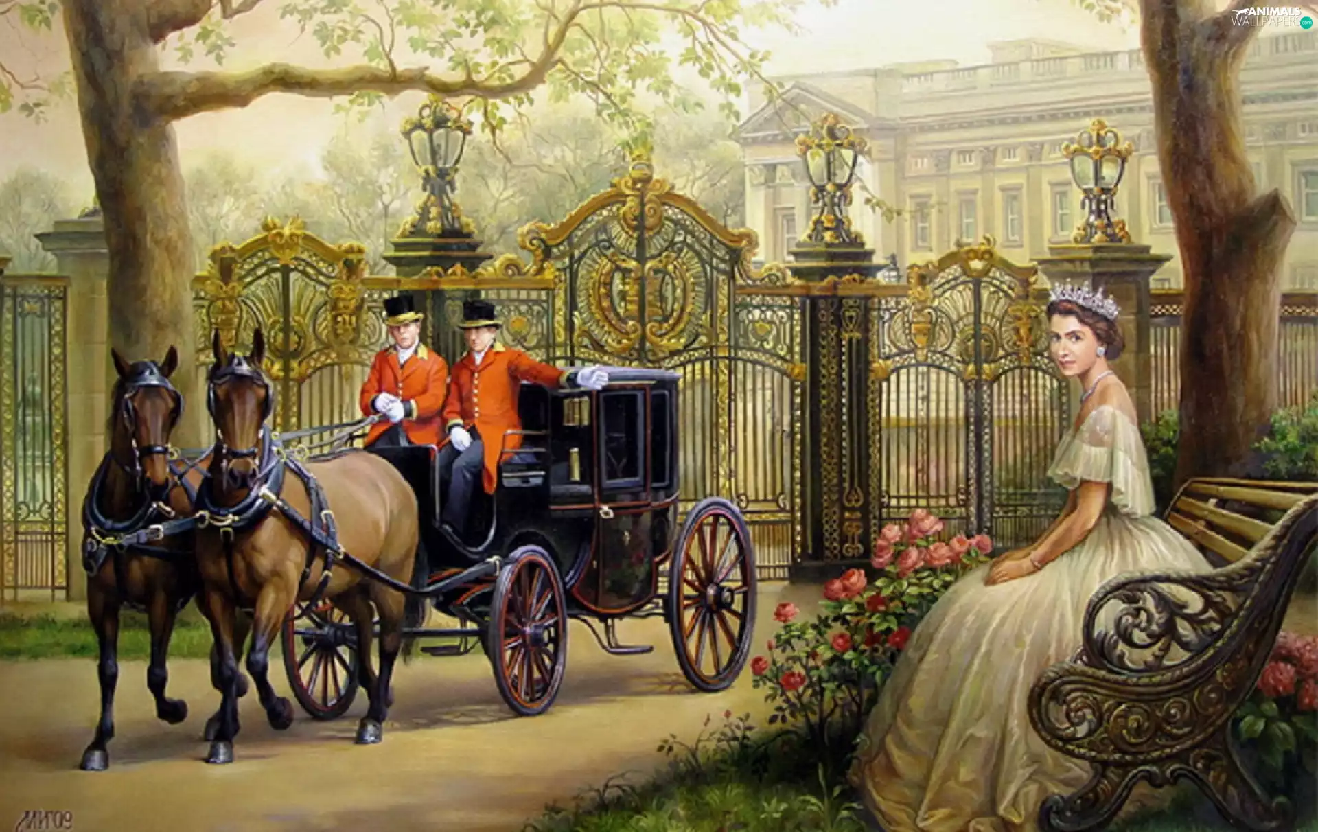 palace, bloodstock, queen, carriage, girl