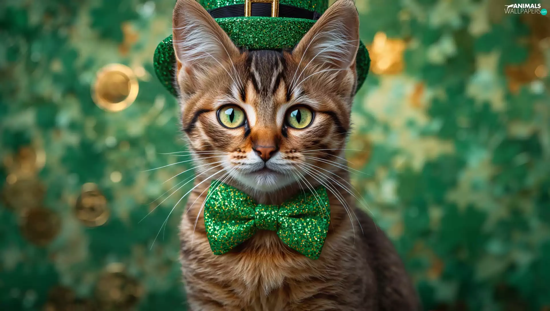 cylinder, Ai, Green, bow tie, cat