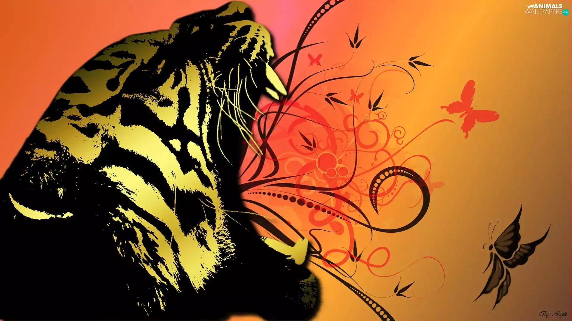 butterflies, tiger, roar
