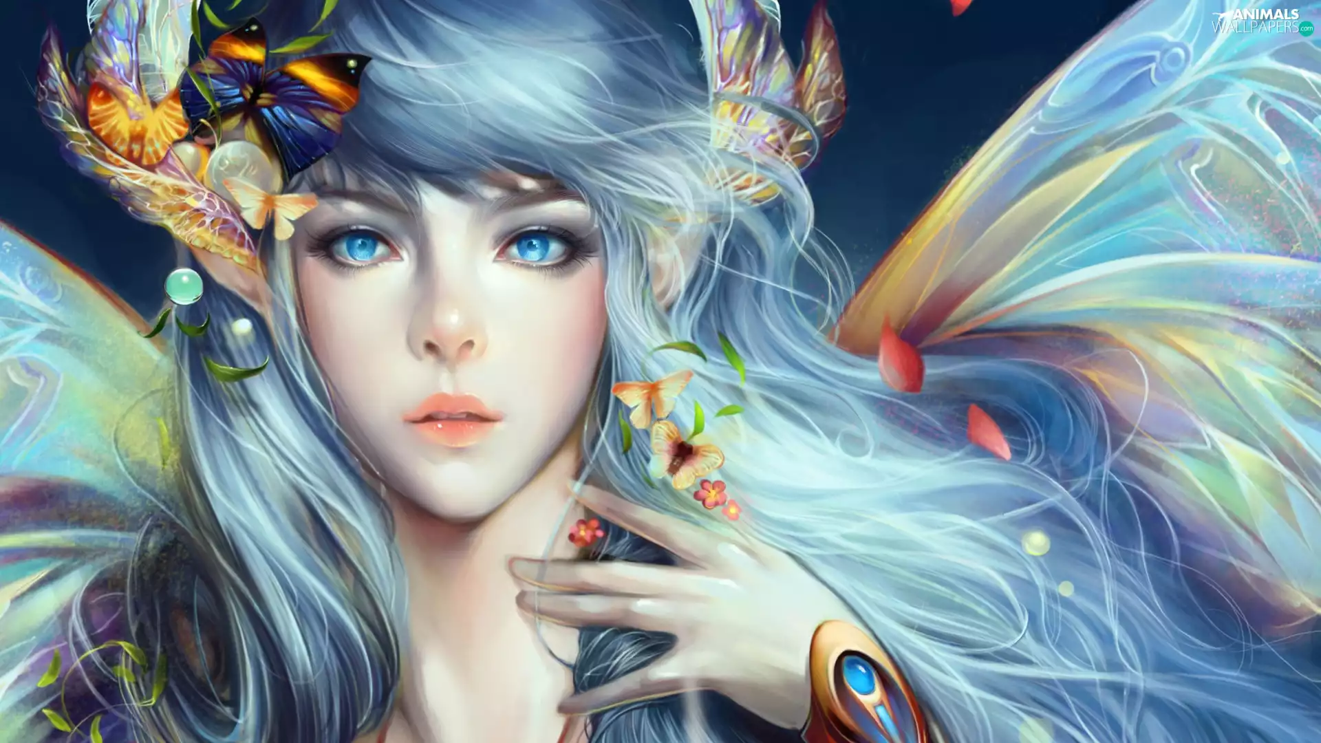 butterflies, blue-, Women