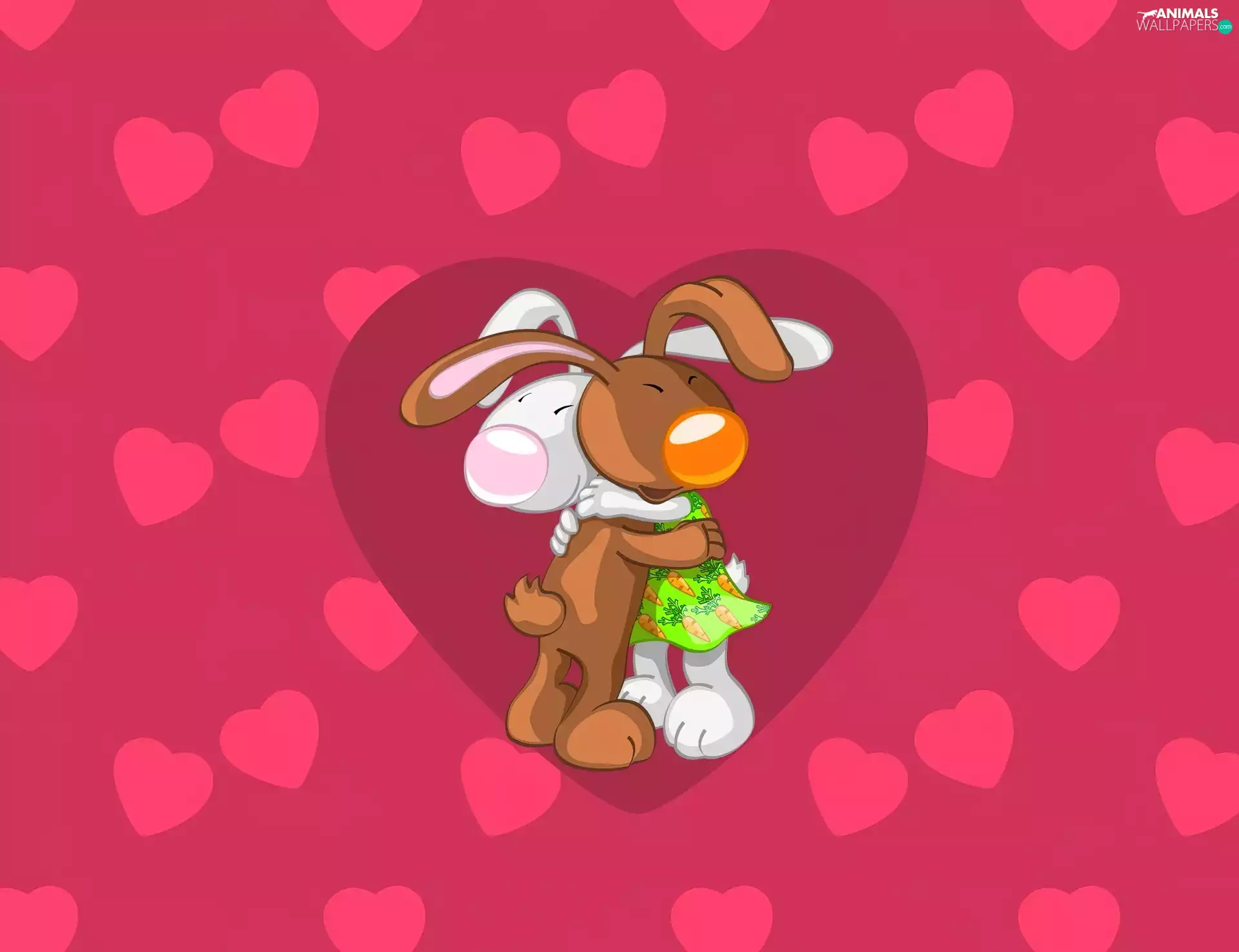 Two cars, Heart, love, rabbits