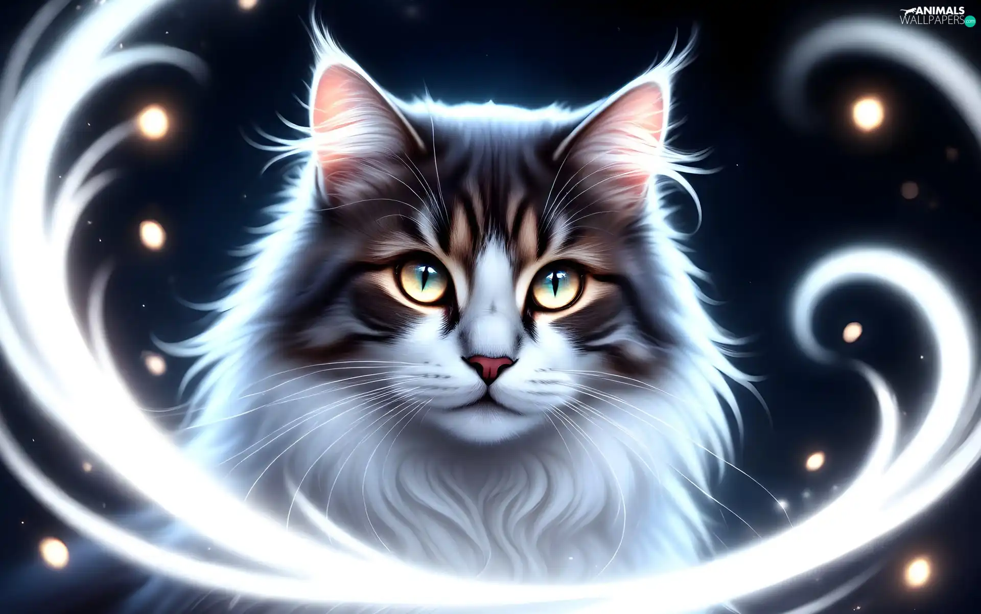 Head, Grey-White, cat