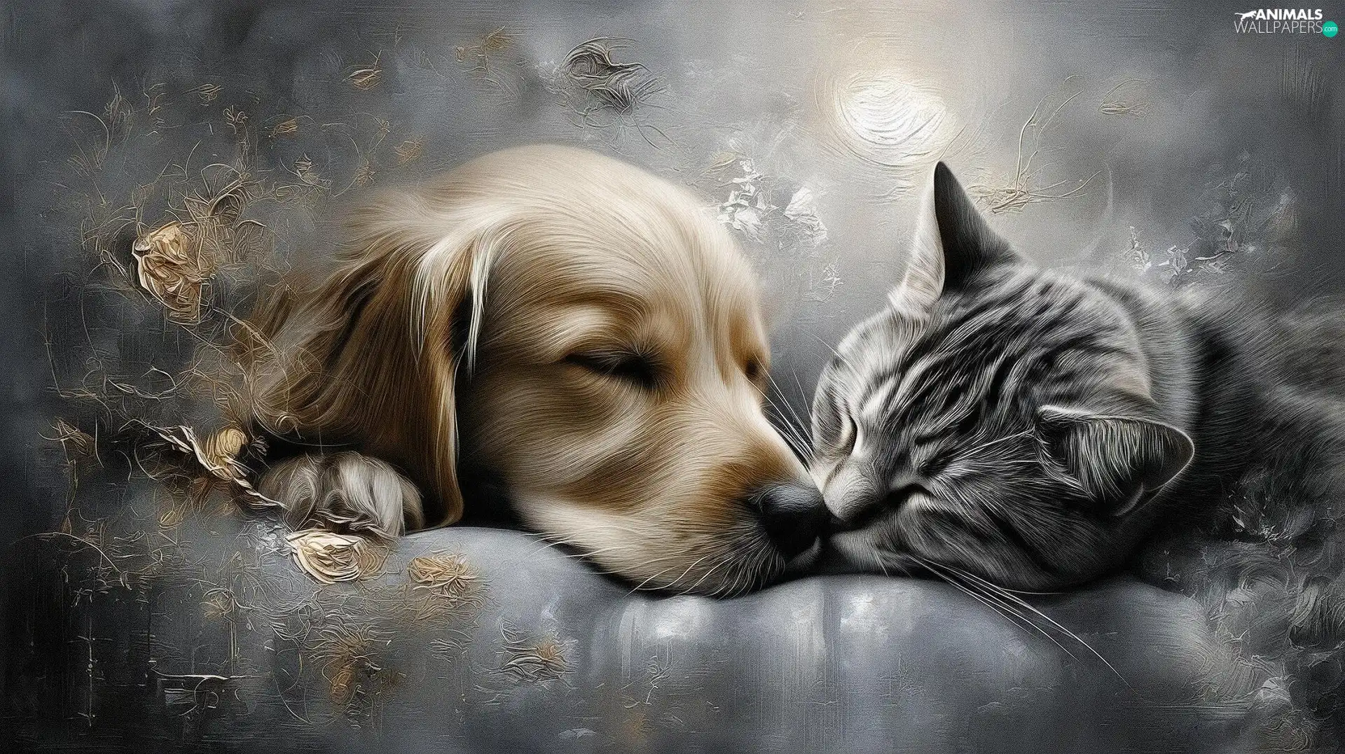 sleepy, dog, dream, cat
