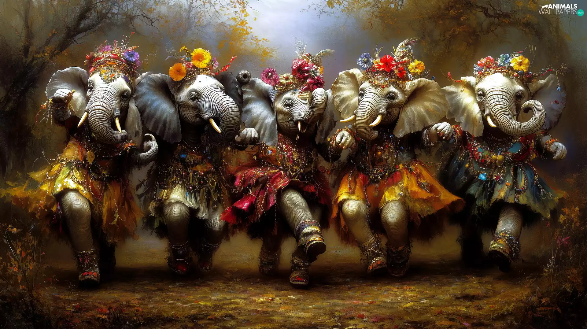color, costumes, Elephants, dance, Funny