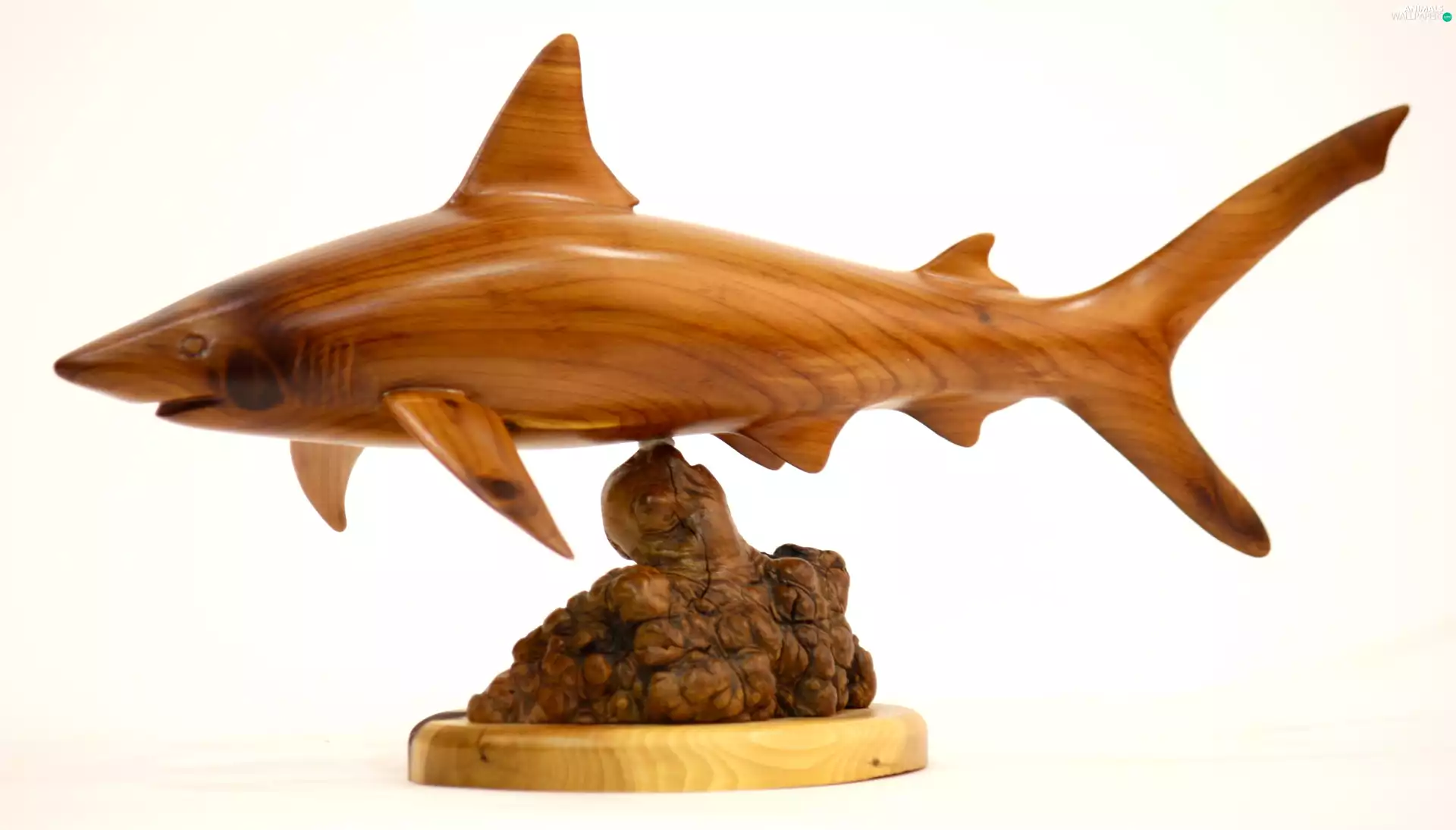 decoration, wooden, shark