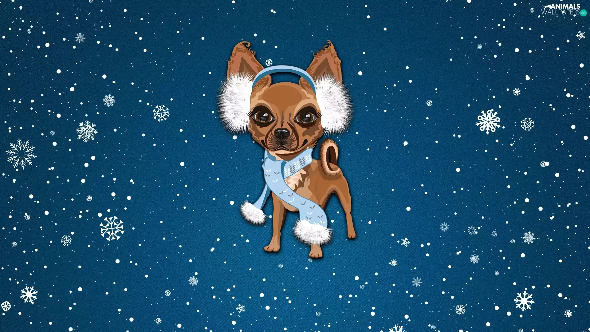 ear-piece, 2D, dog, Scarf, winter