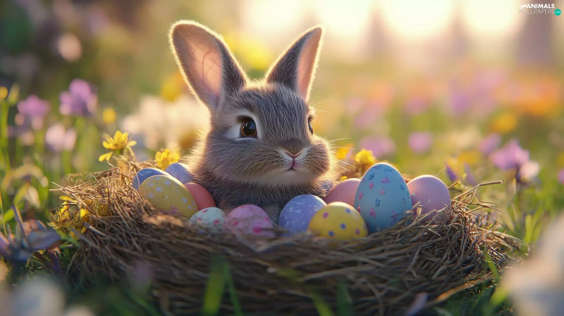 Rabbit, socket, Easter, eggs