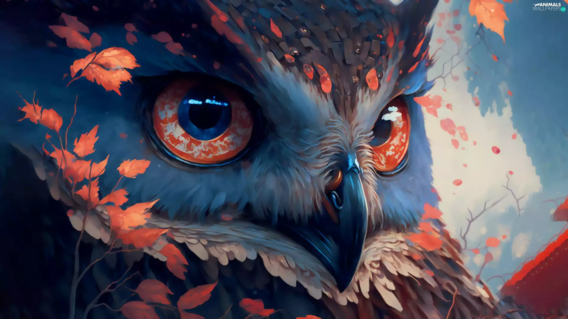 owl, Computer Graphics, Eyes, Leaf, nose, Bird