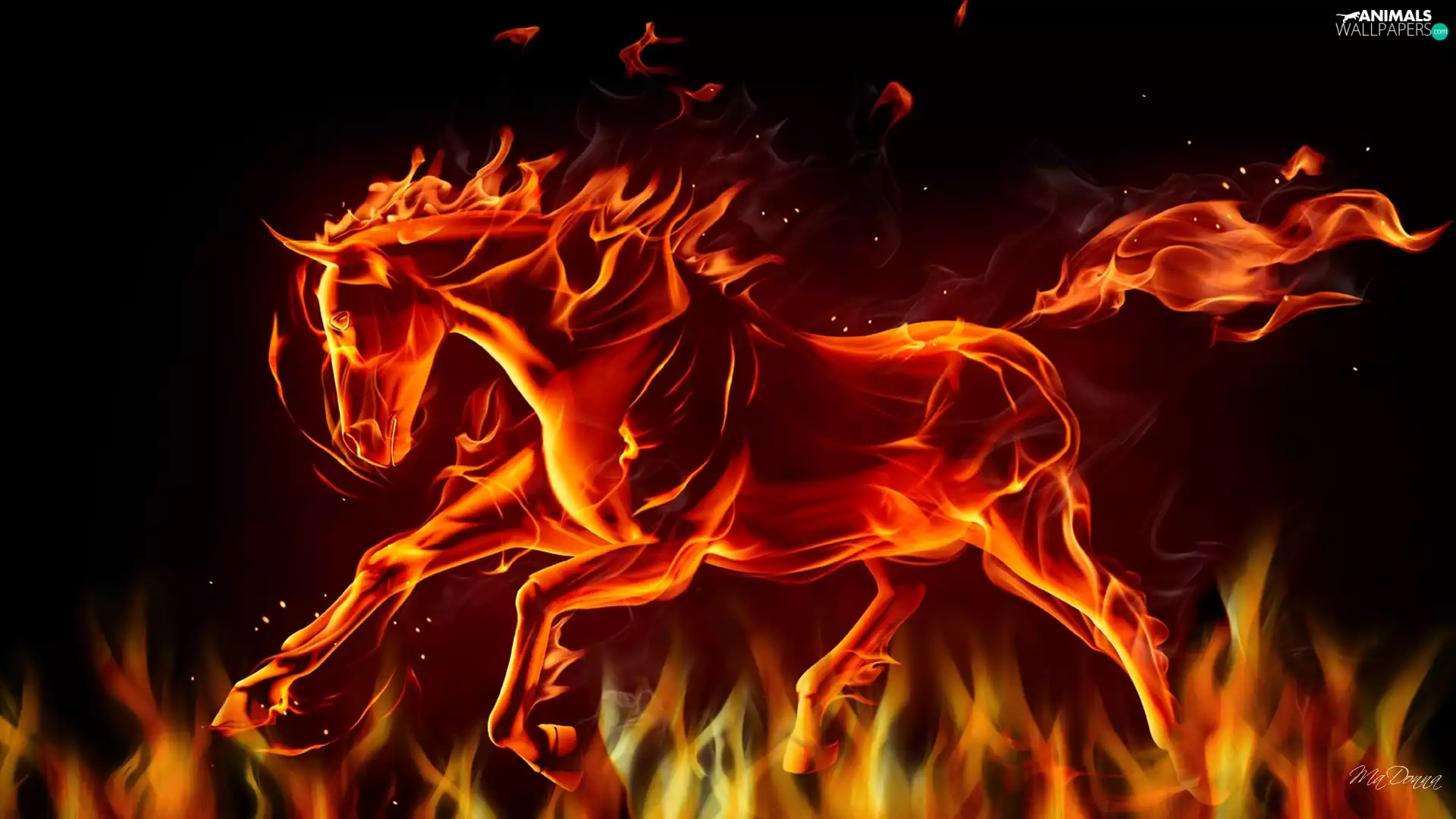 Flames, blazing, Horse