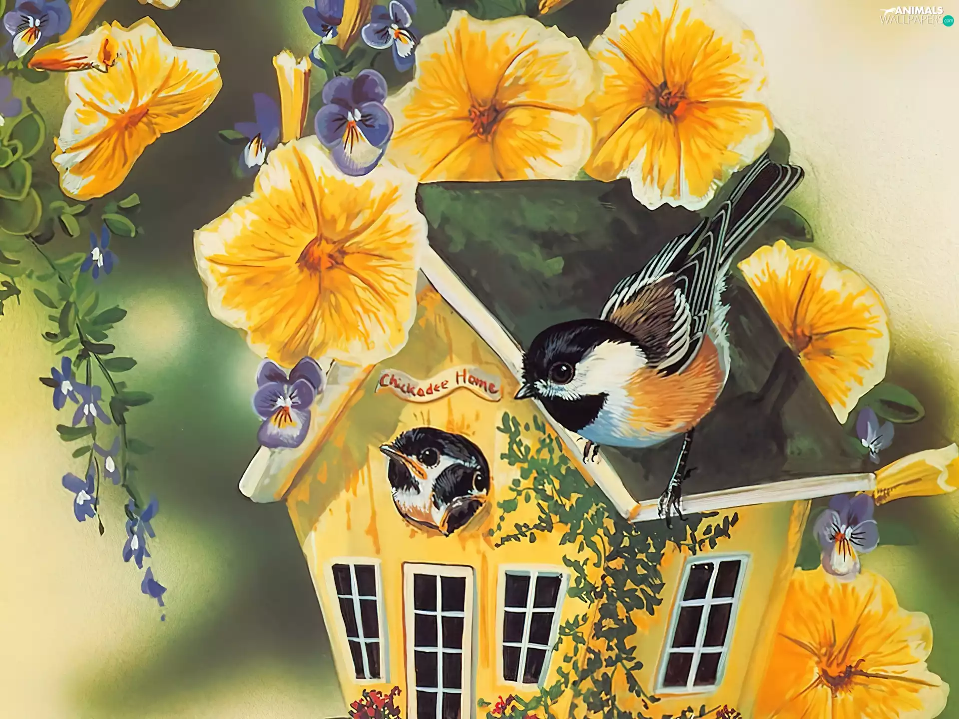 Flowers, birds, Home