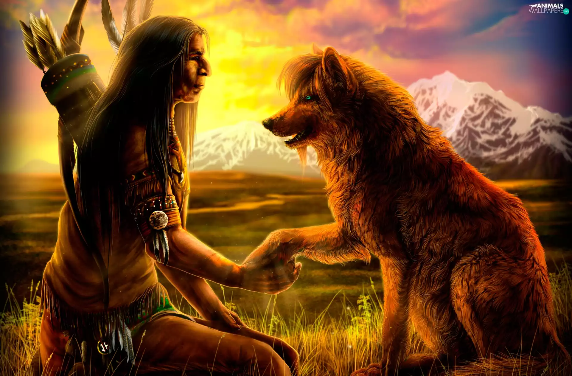 friendship, Indian, Wolf