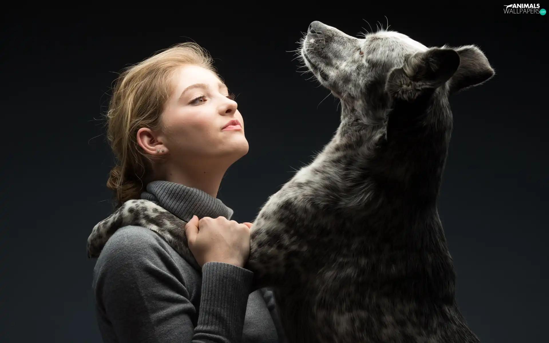 Women, play, friendship, dog