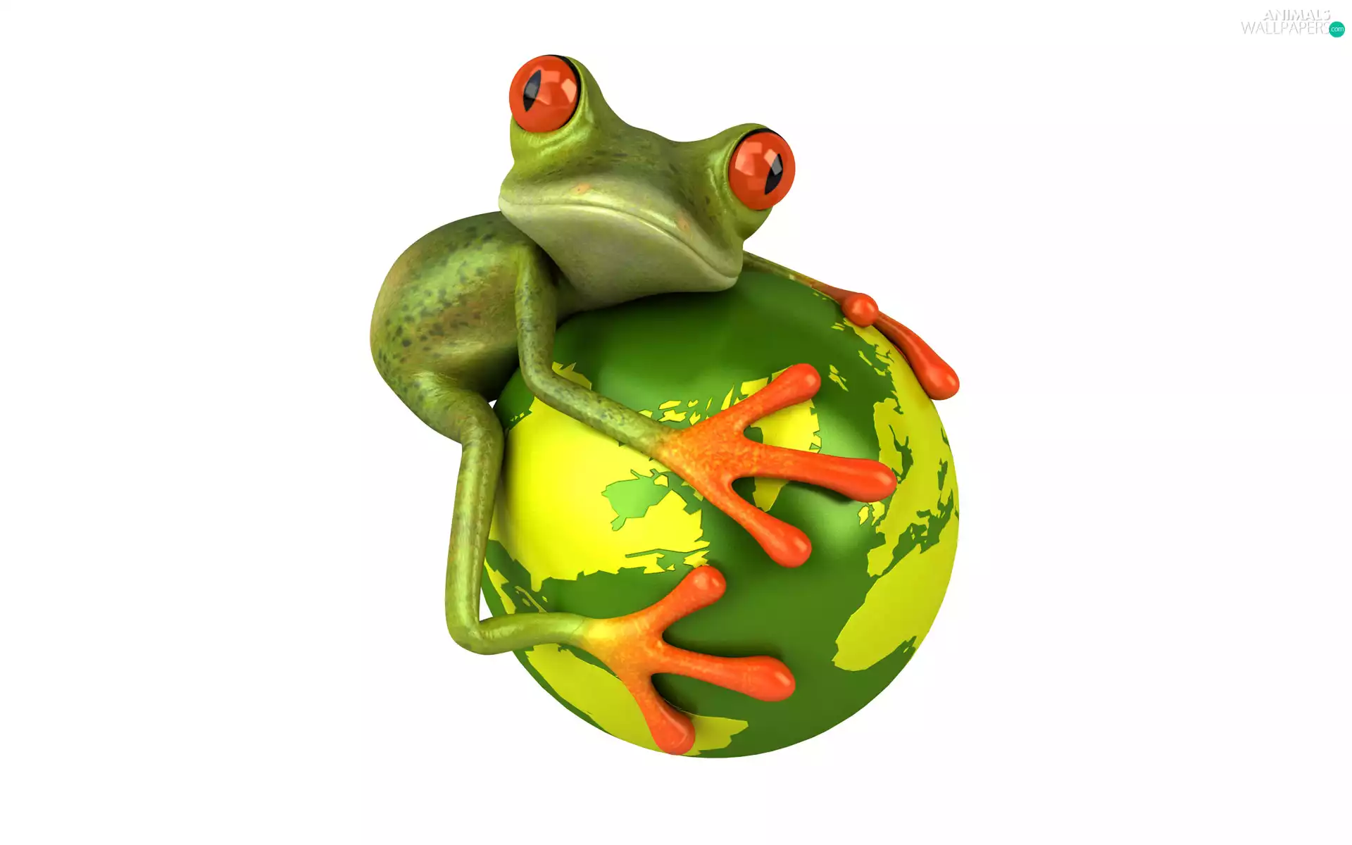 Green, Orb, earth, frog