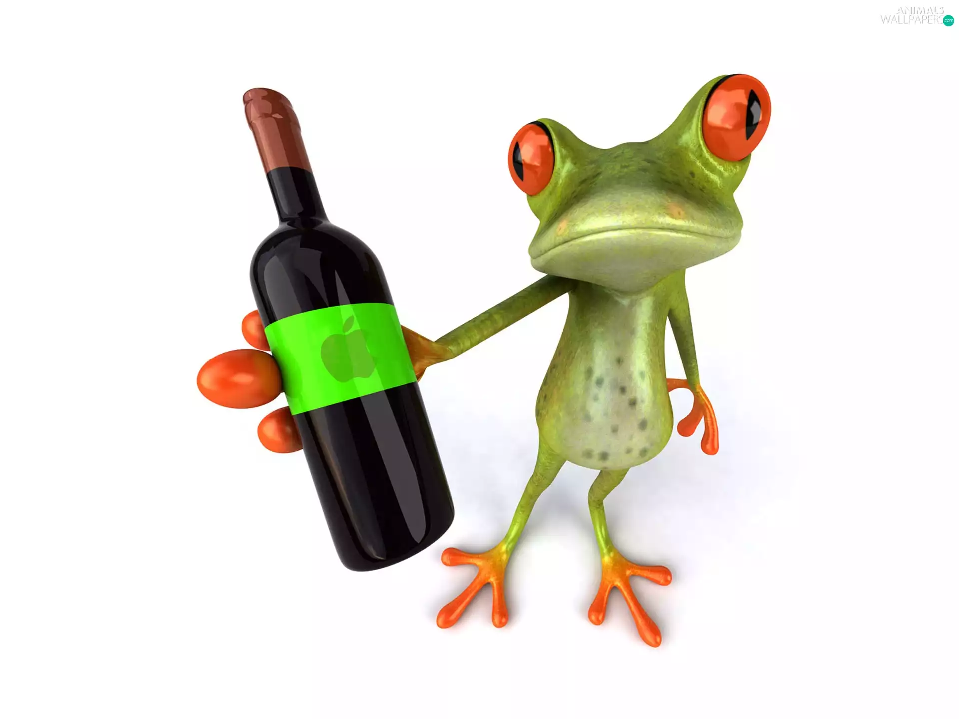 Wine, Apple, strange frog