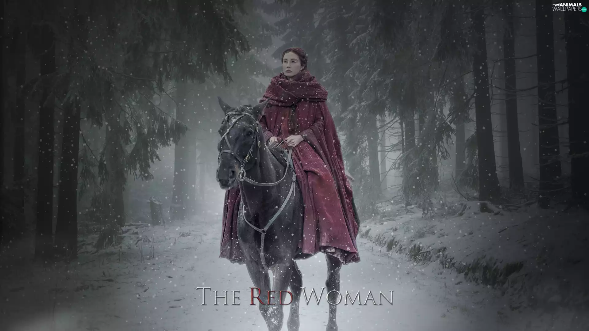 Game Of Thrones, series, Melisandre, Horse, Carice Van Houten, Game of Thrones