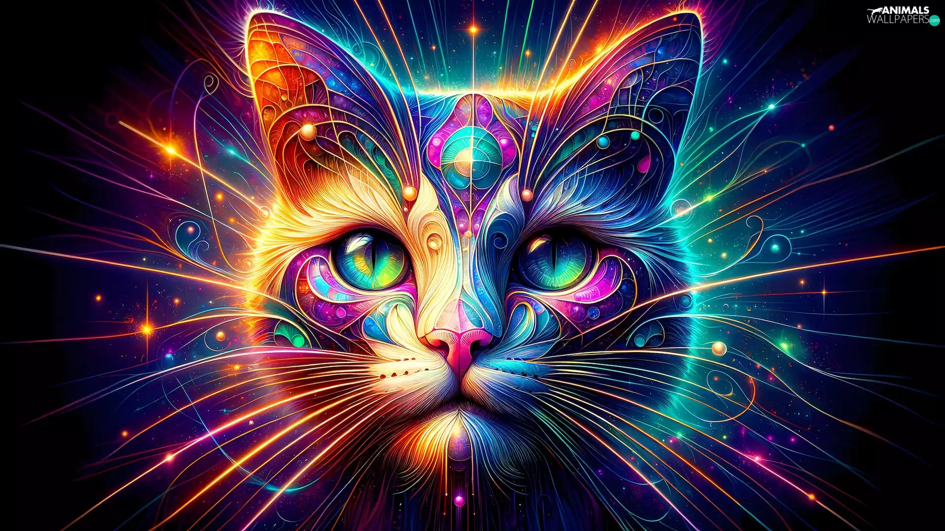 moustache, cat, color, graphics, lines, Head