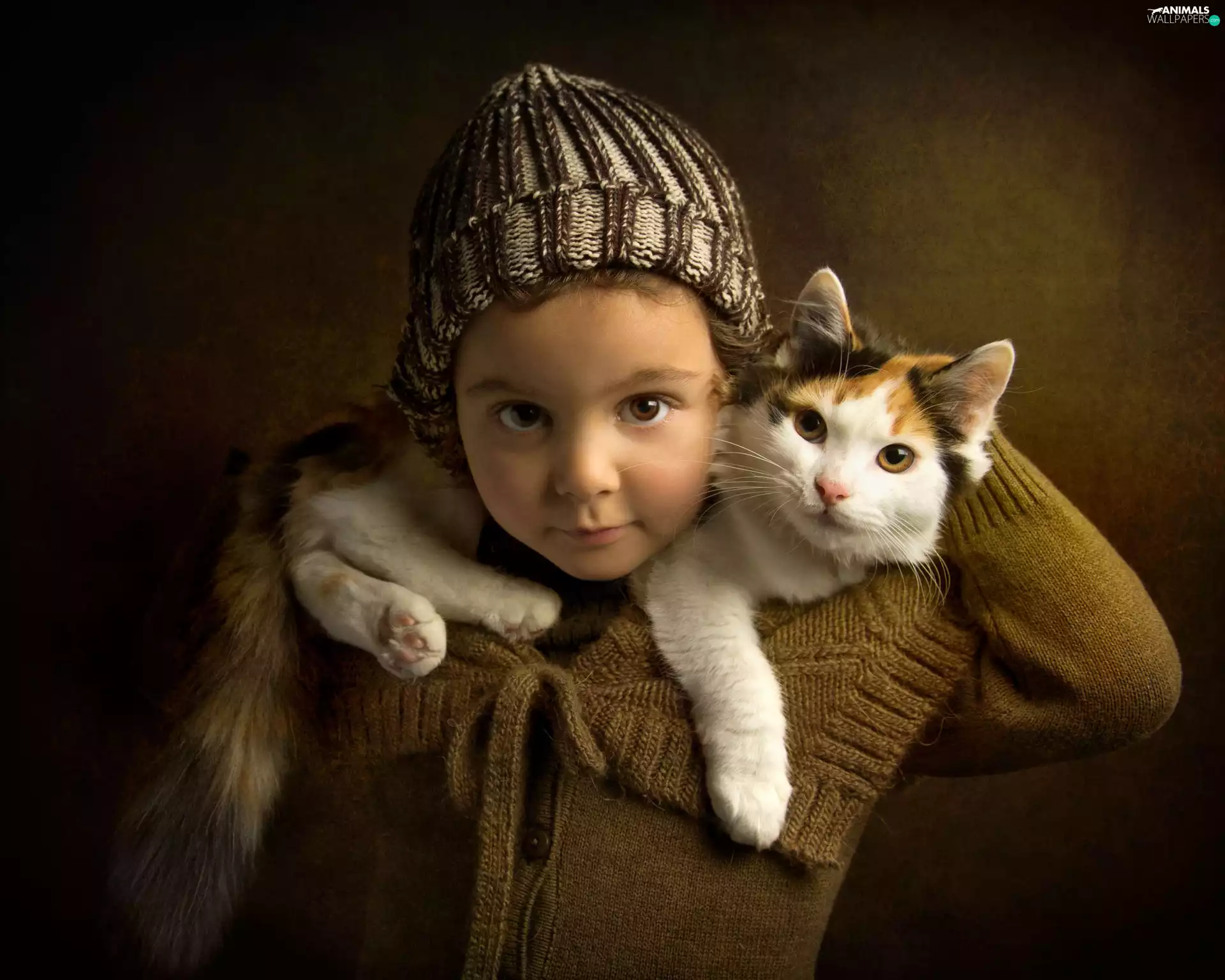 Hat, girl, cat