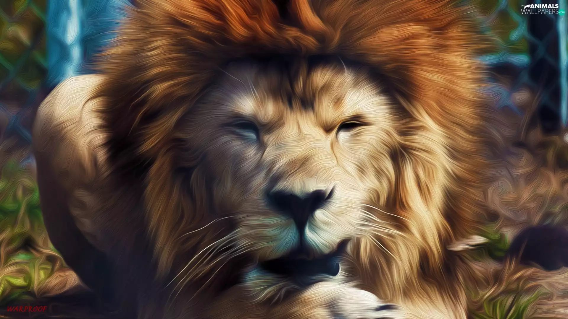 Lion, mane, graphics, Head