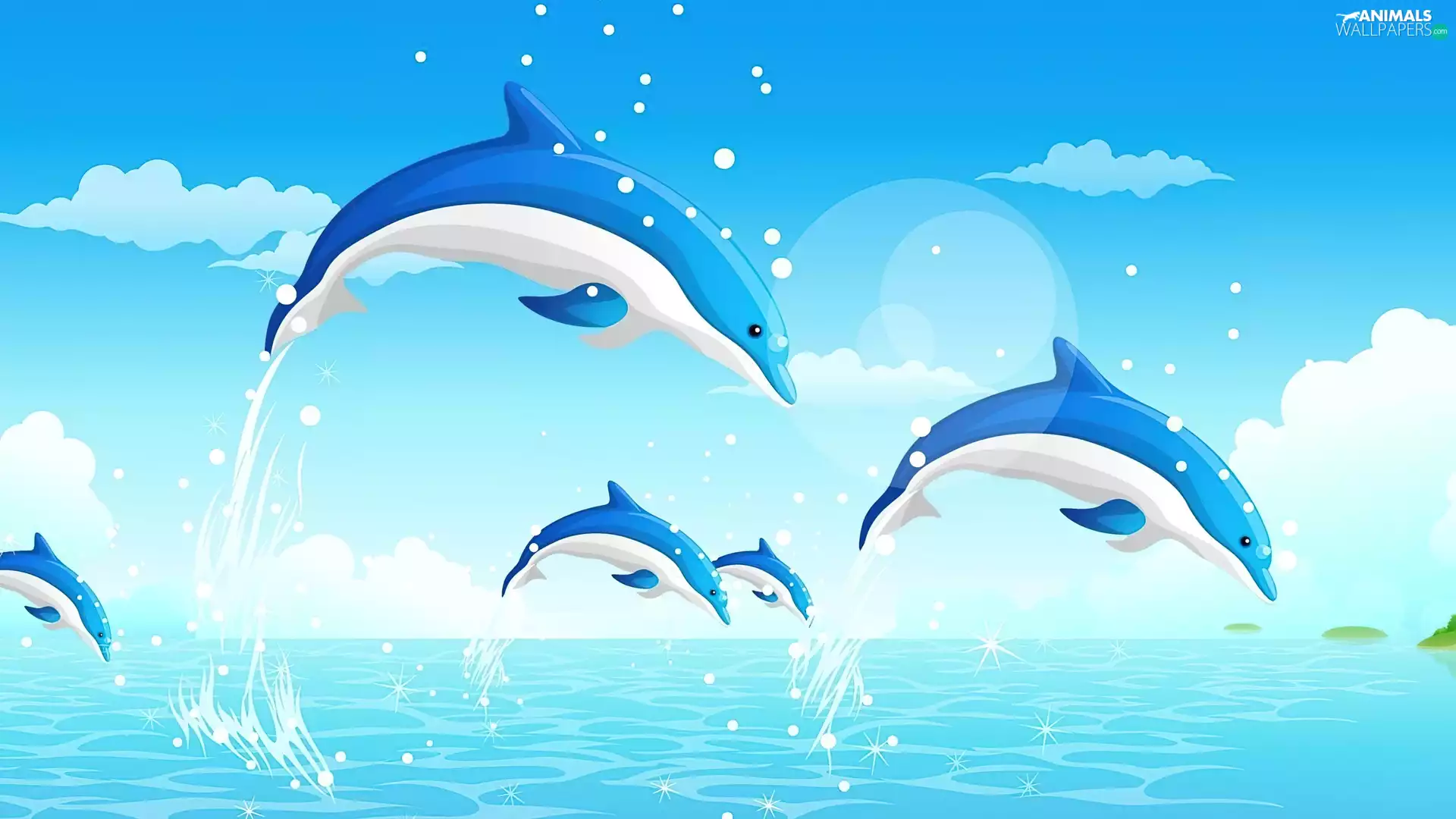 jumping, dolphins