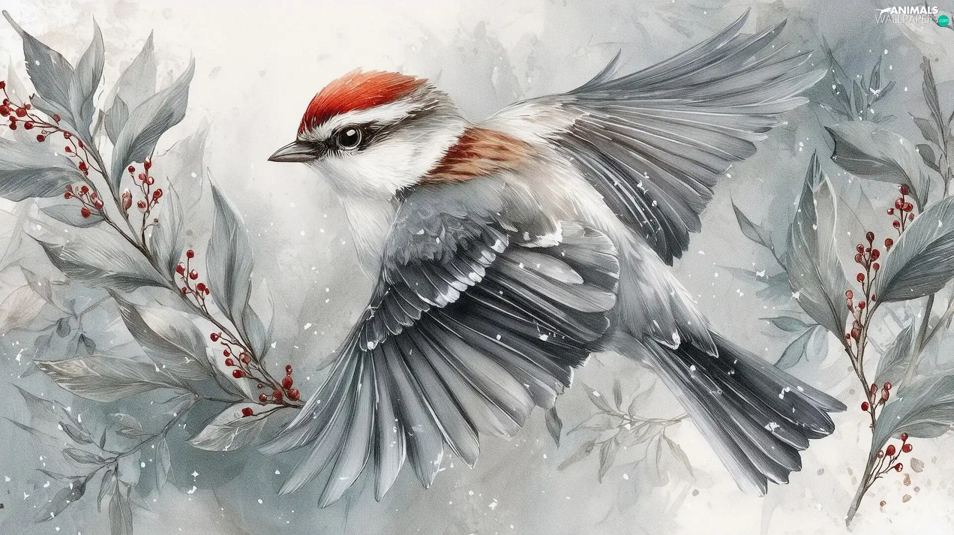 twig, Leaf, spread, wings, Bird