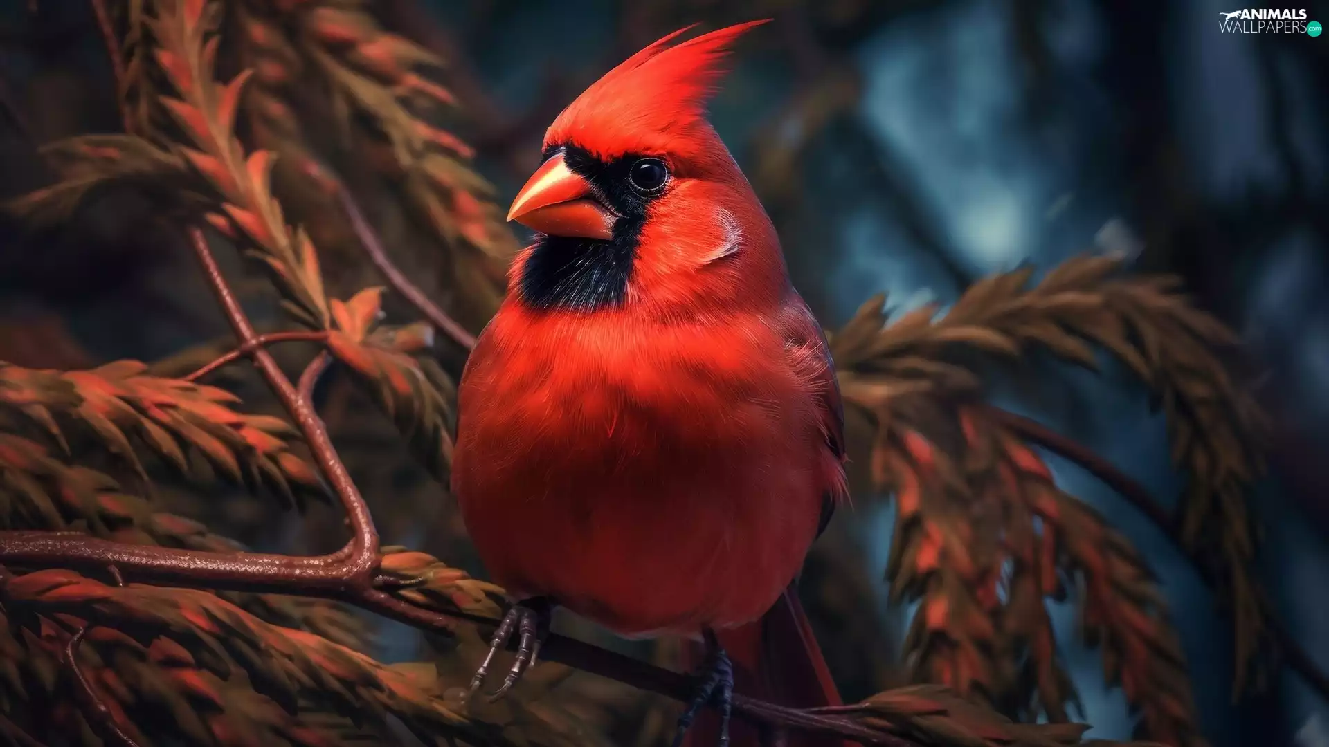 Al, Northern Cardinal, branch pics