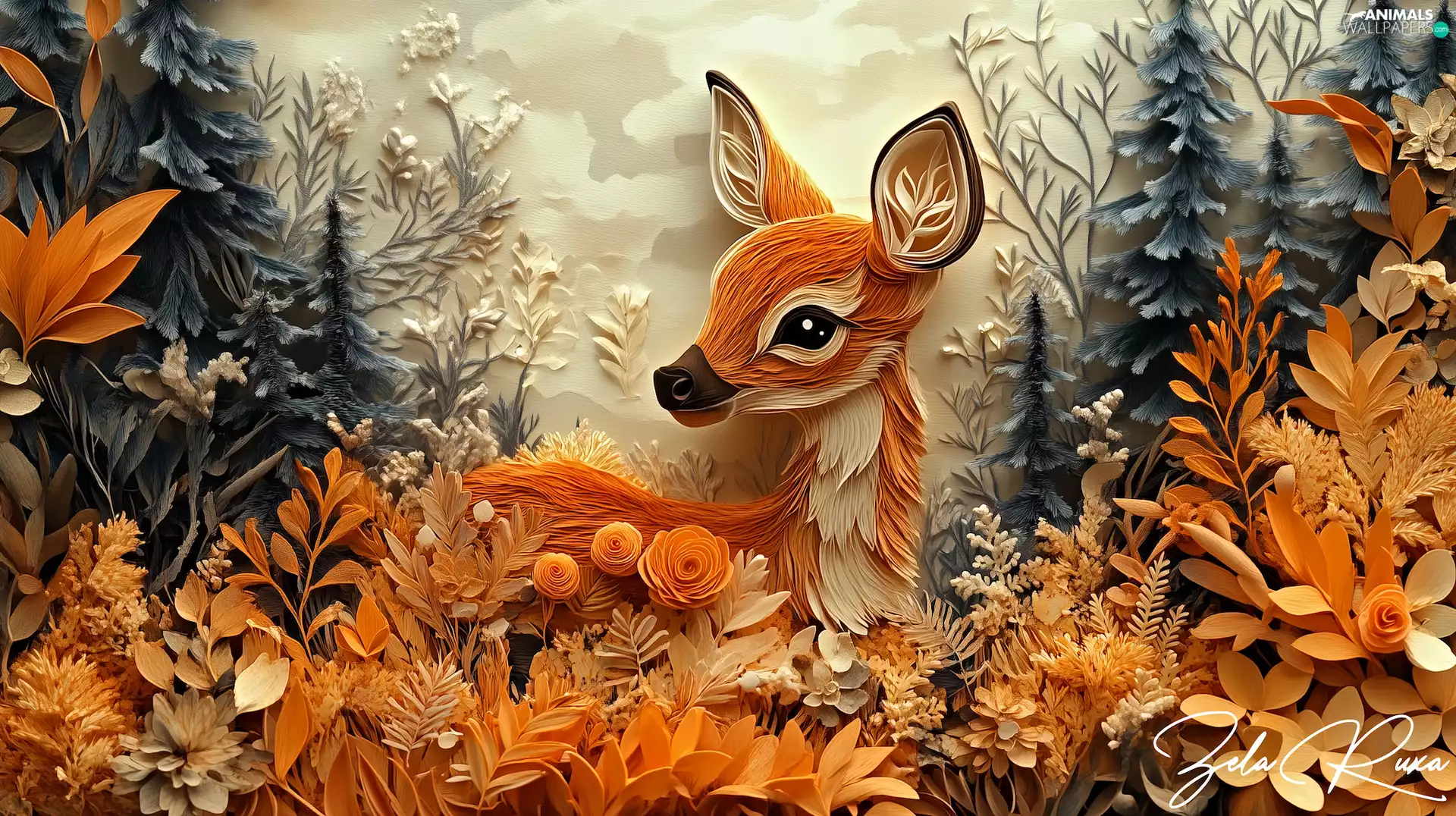 viewes, Plants, roe, trees, graphics