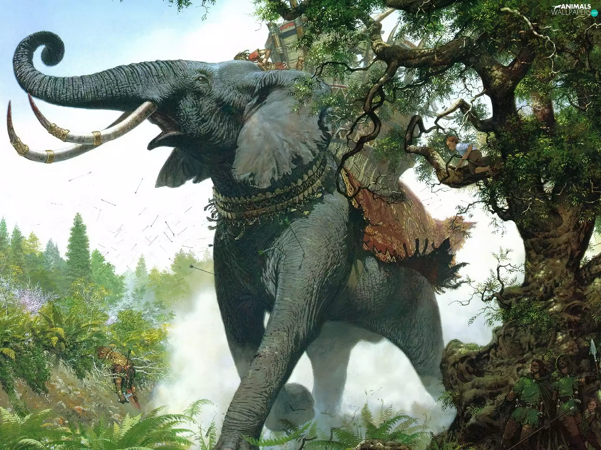 Plants, Elephant, trees