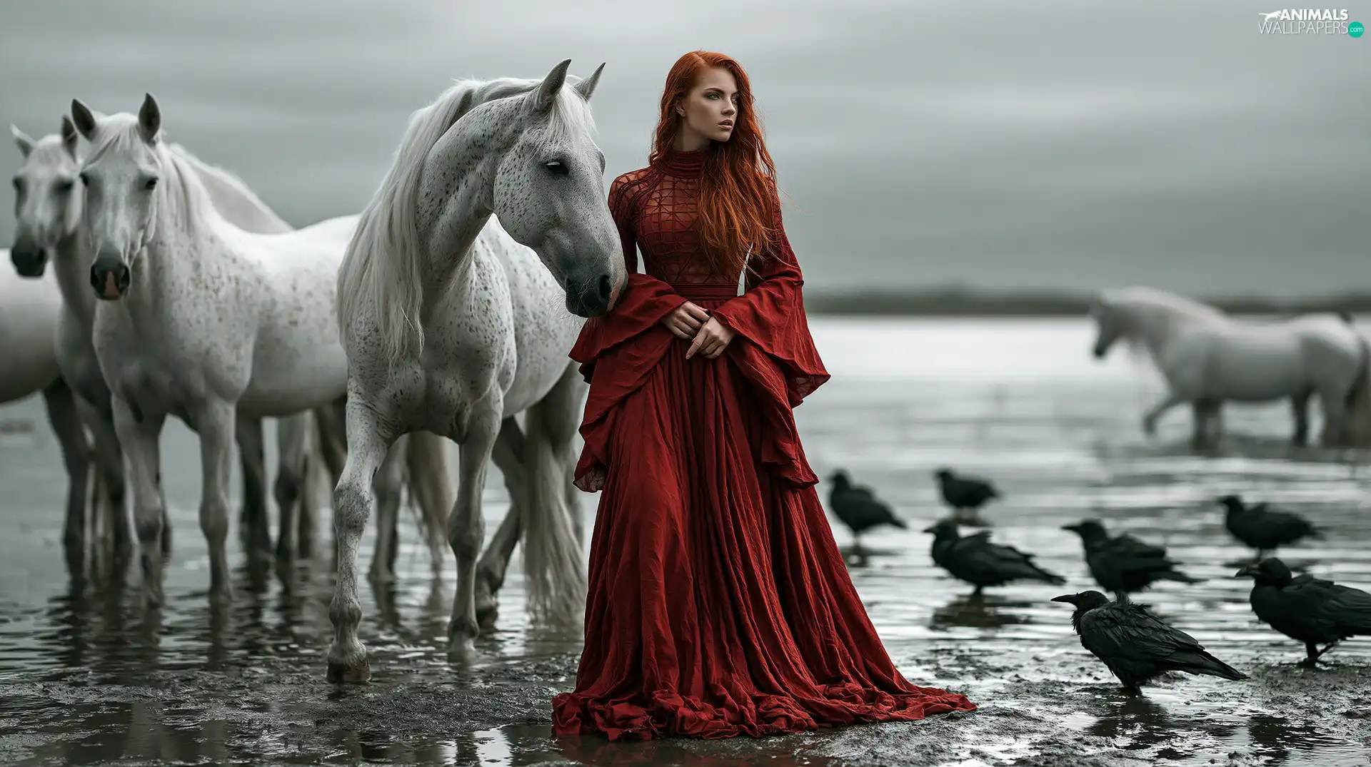 birds, red hot, bloodstock, Dress, Women, water, Ravens