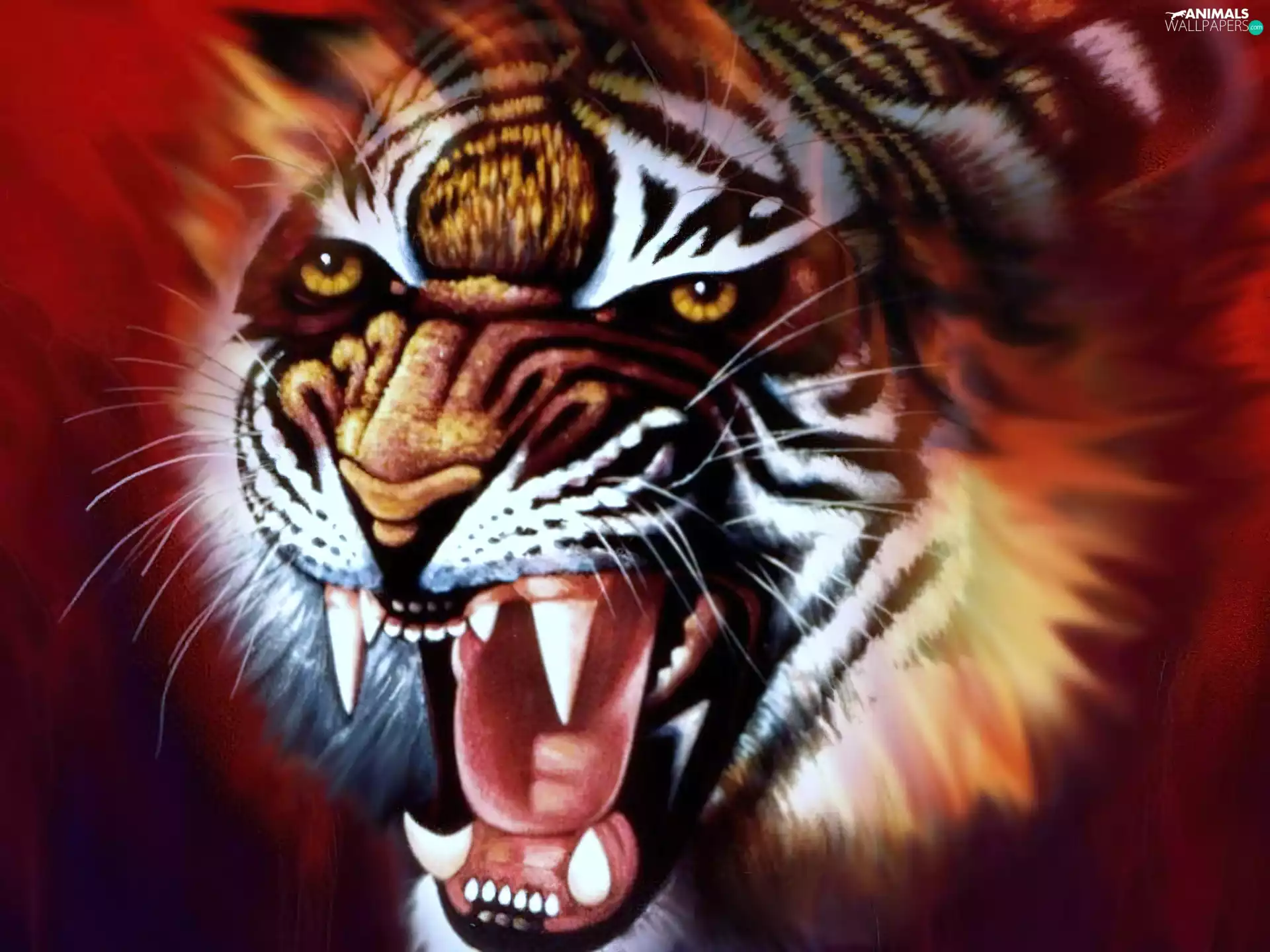 roaring, tiger