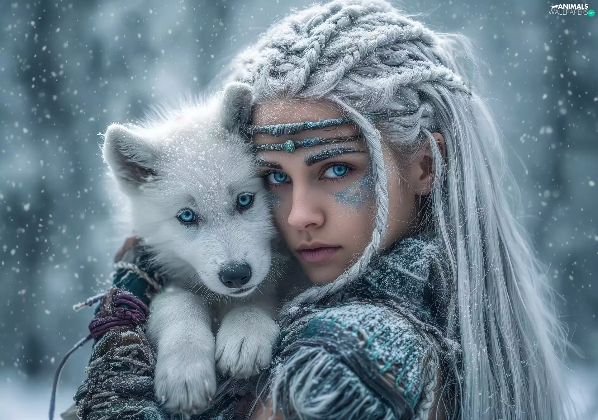 Hair, Women, Wolf, snow, small, Longs