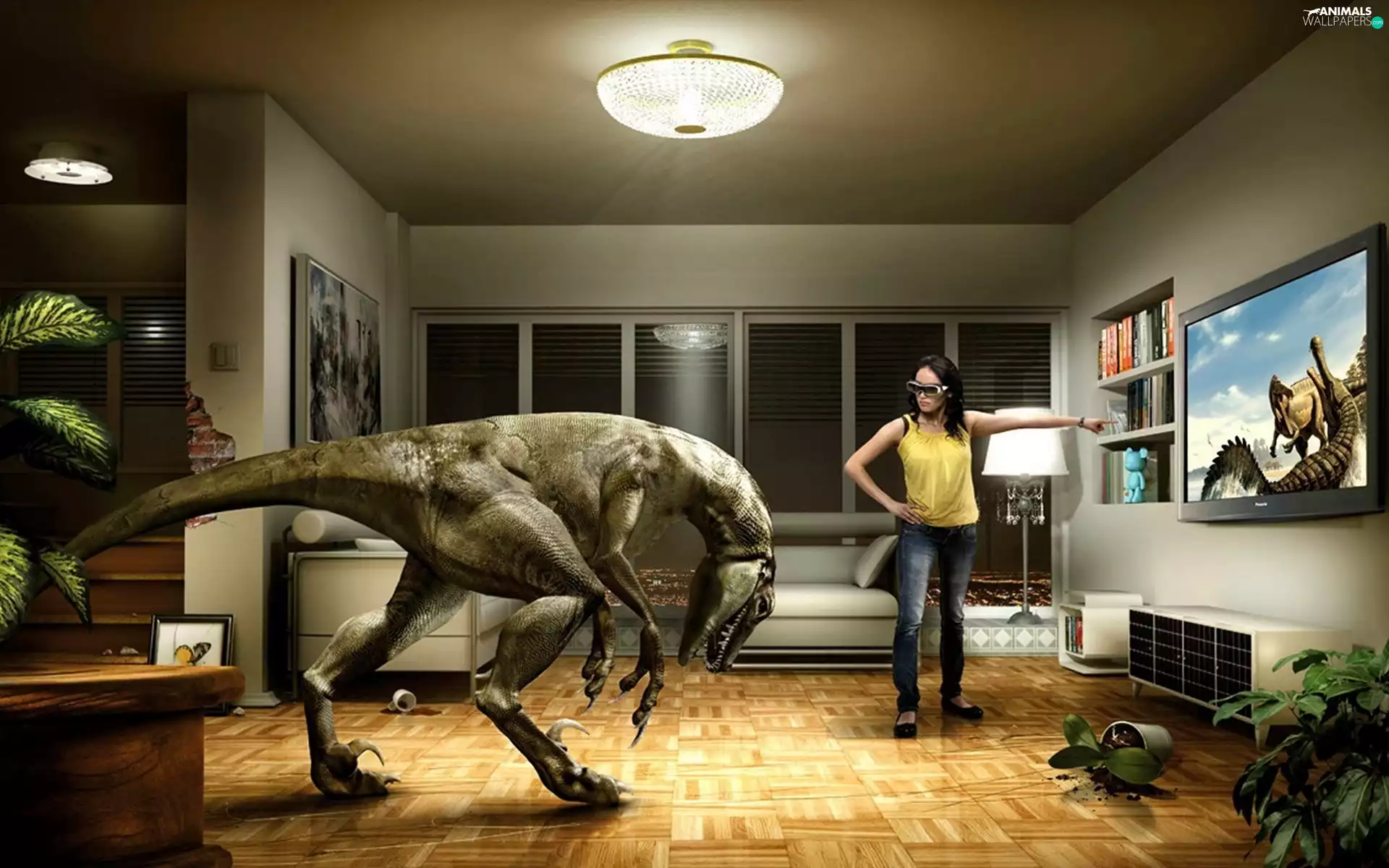TV, Women, dinosaur