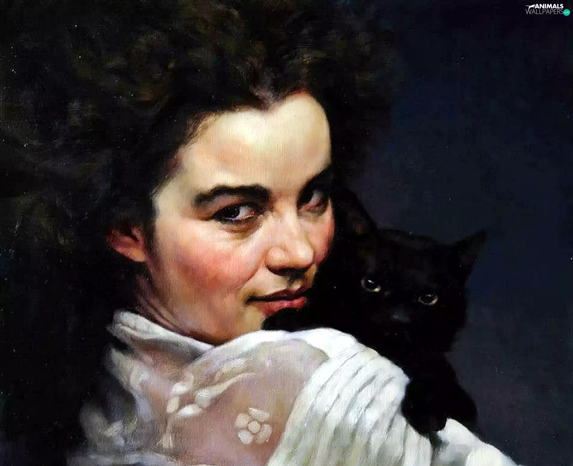 Women, cat