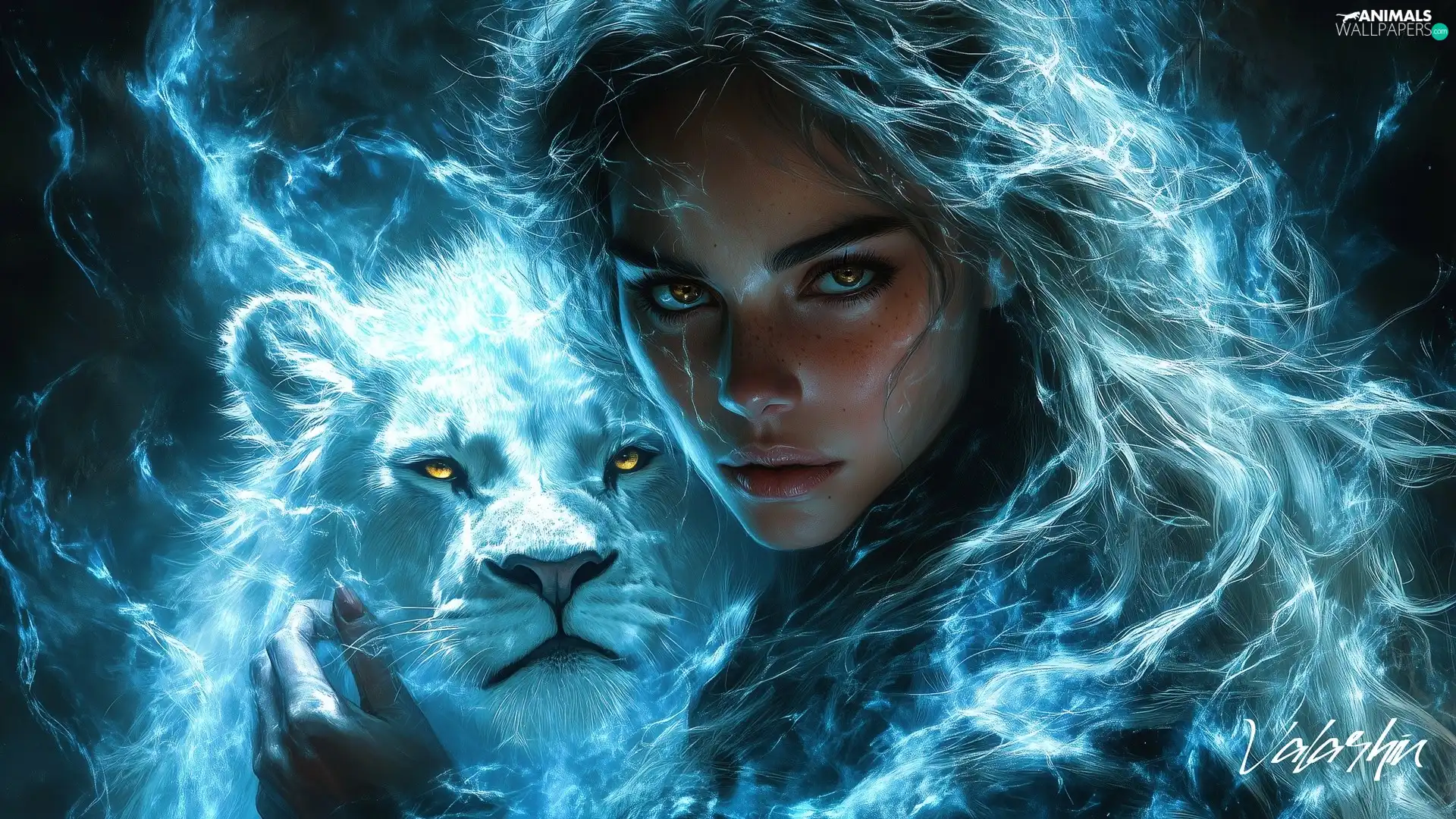 longhaired, White, Lion, Women