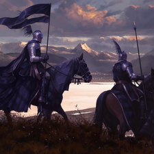 Banner, Mountains, knights, bloodstock, Digital Art