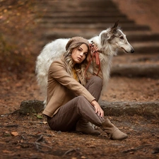 Women, Borzoi, Russian Chart, dog