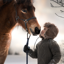 Hat, Kid, Horse, bridle, Jacked, boy