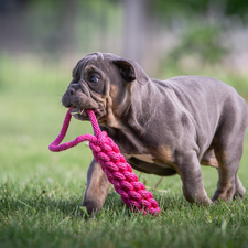 Teether, toy, Puppy, English Bulldog, dog