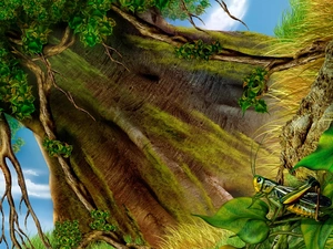 trees, sea-horse, field