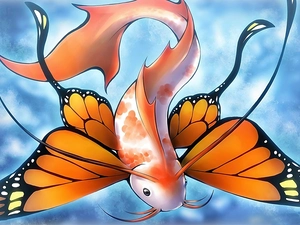 fantasy, butterfly, blur, fish