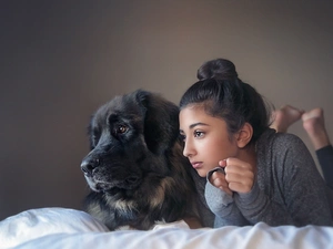 friends, girl, dog