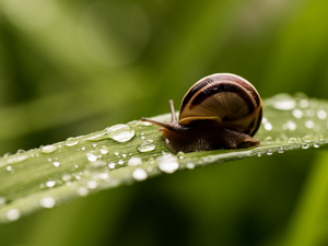snail, drops, water, leaf