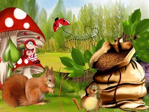 owl, squirrel, mouse