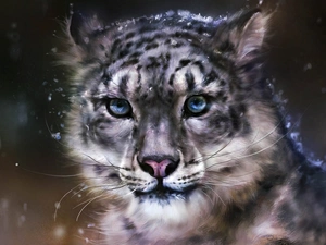 graphics, Panther, snow, snow leopard